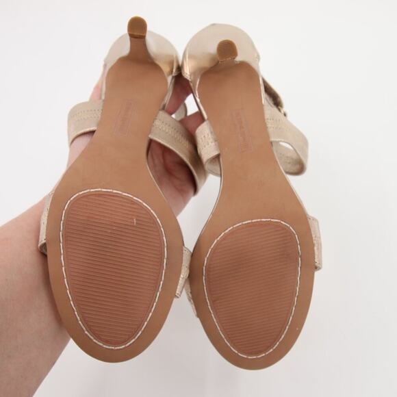 Steven by Steve Madden Vaale Dress Sandals Heels Wrap Gold Leather Upper Strappy - Picture 12 of 14